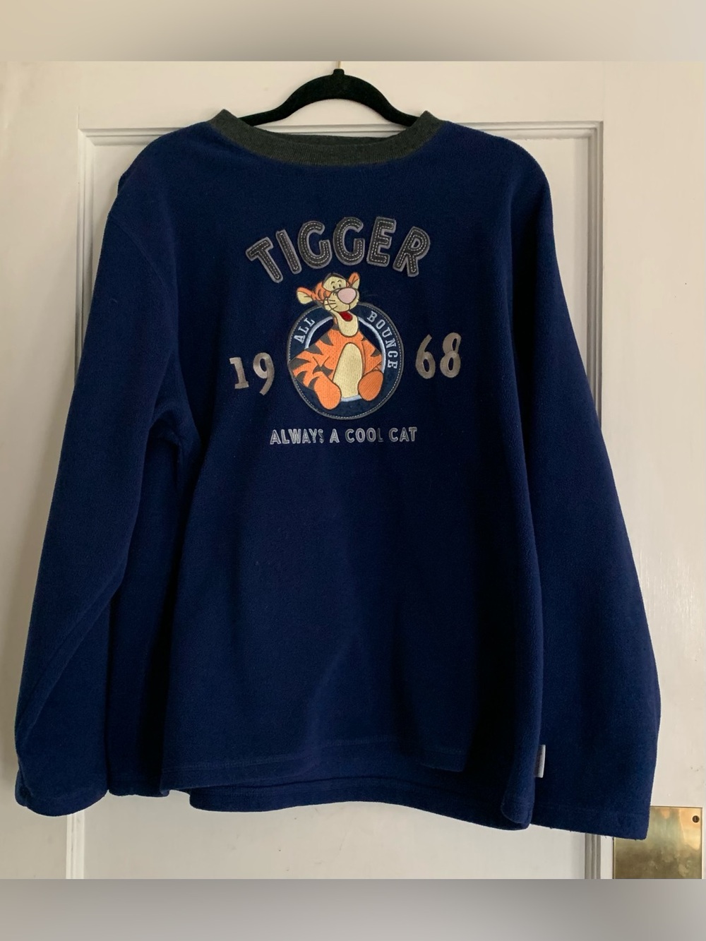 Vintage 90s Disney Store Tigger Small Unisex Blue Embroidered Fleece Pullover